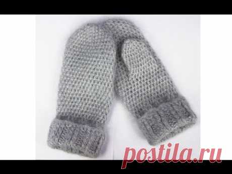 Варежки крючком для мамы - Crochet mittens - рельефные варежки