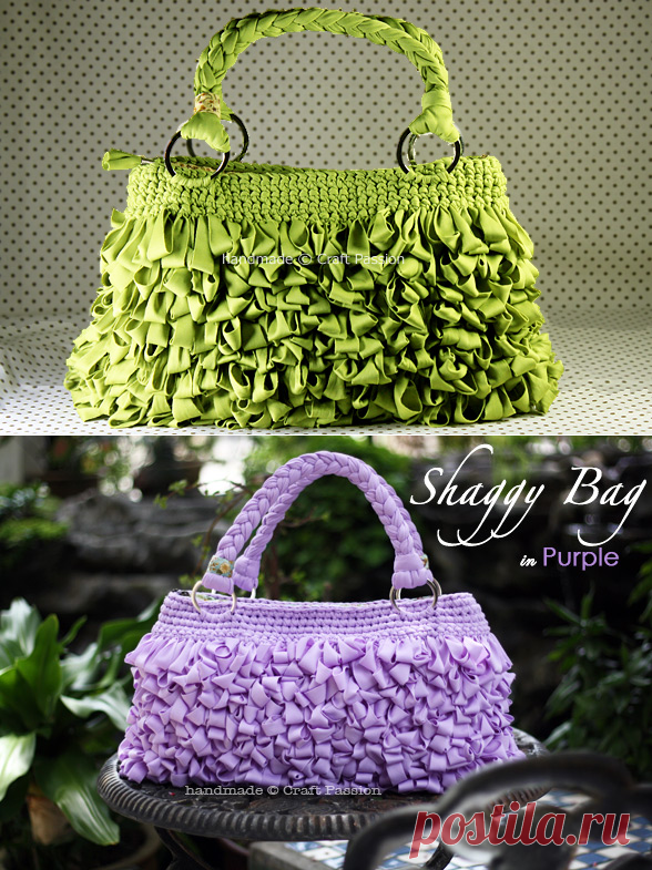 Вяжем сумку вытянутыми петлями из старой футболки