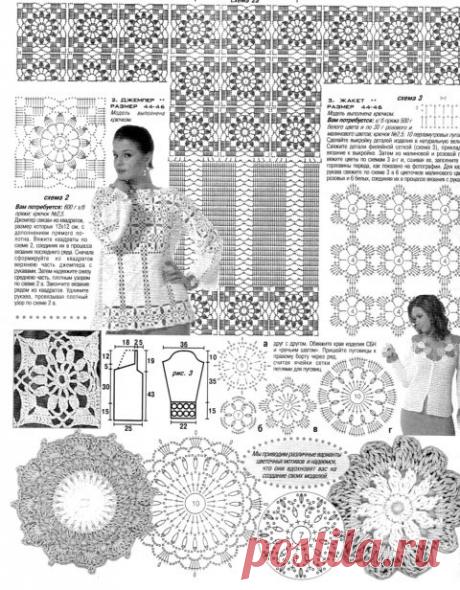 Вязанная кофточка крючком, 45 авторских моделей с описанием и схемами