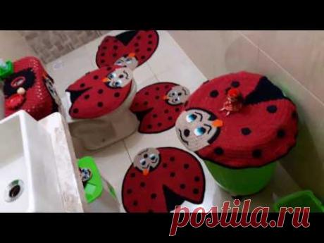 tuor pelo meu banheiro no jogo de crochê da joaninha