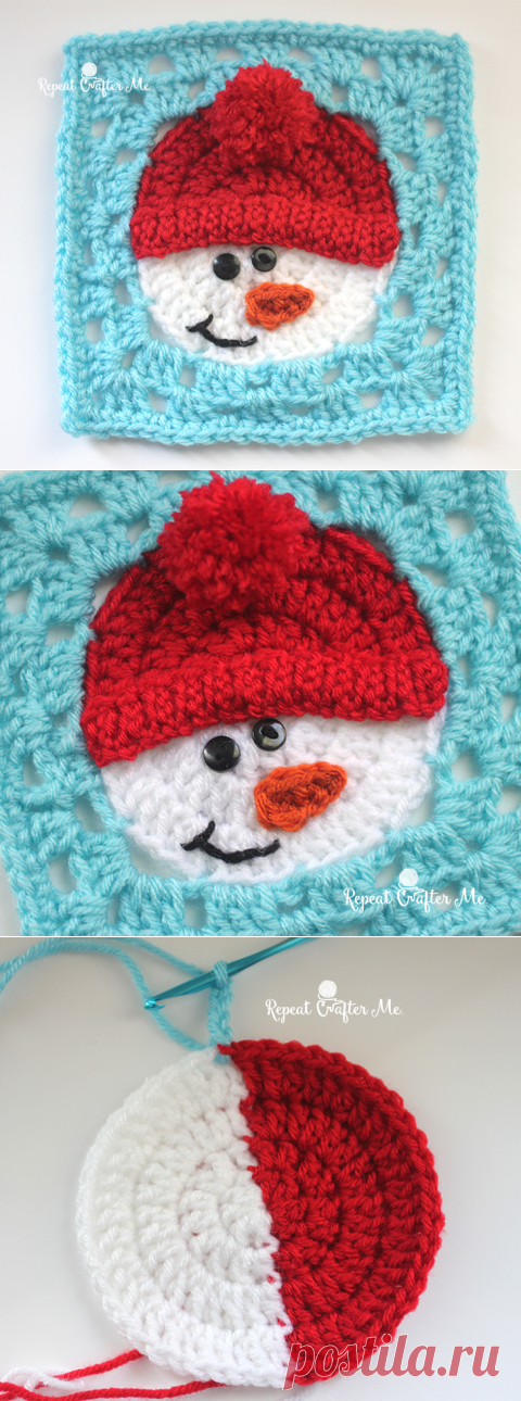 Квадрат Крючком Снеговик - Повторить Крафтер Меня