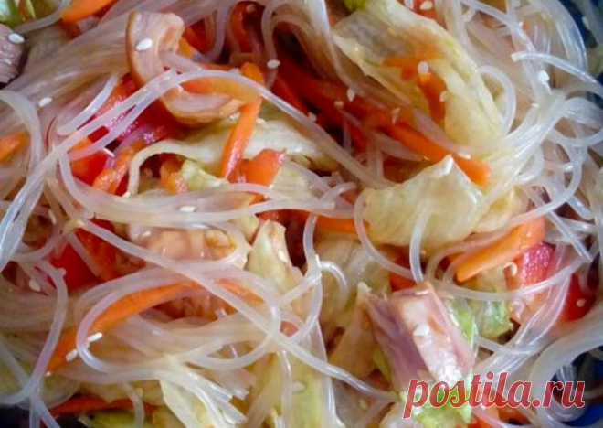 (22) Салат из фунчозы с копчёной курицей - пошаговый рецепт с фото. Автор рецепта Aльбина . - Cookpad