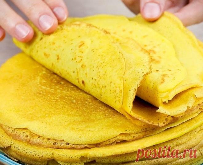 Кукурузные блины яркие и вкусные, нежные, эластичные и тонкие.