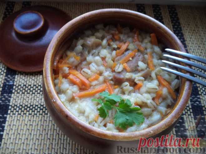 Рецепт: Перловая каша, тушеная с мясом на RussianFood.com