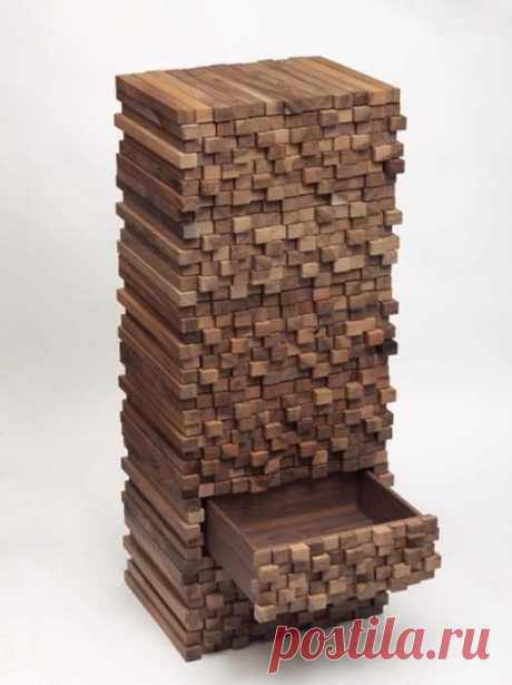 Wood Furniture Blending Traditional Storage Cabinet Design with Wood Stack Look