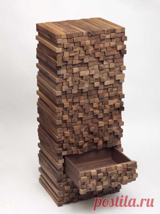 Wood Furniture Blending Traditional Storage Cabinet Design with Wood Stack Look