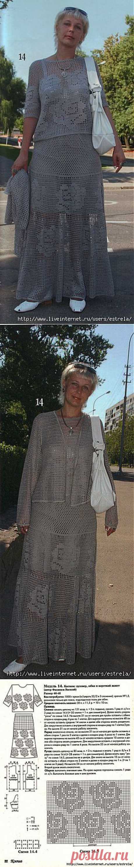 Костюм крючком &quot;Царство роз&quot;.
