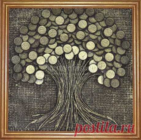 Панно из монет. Денежное дерево. Мастер-класс с пошаговыми фото
