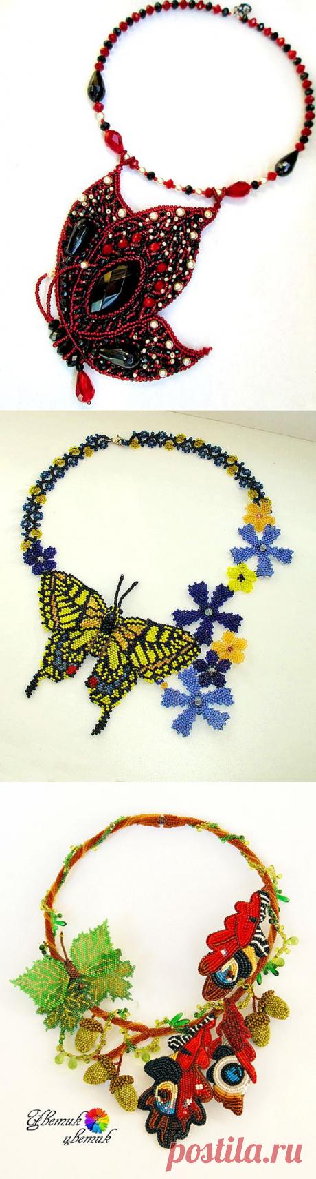 Красивые бисерные украшения с бабочками (Ч.2)