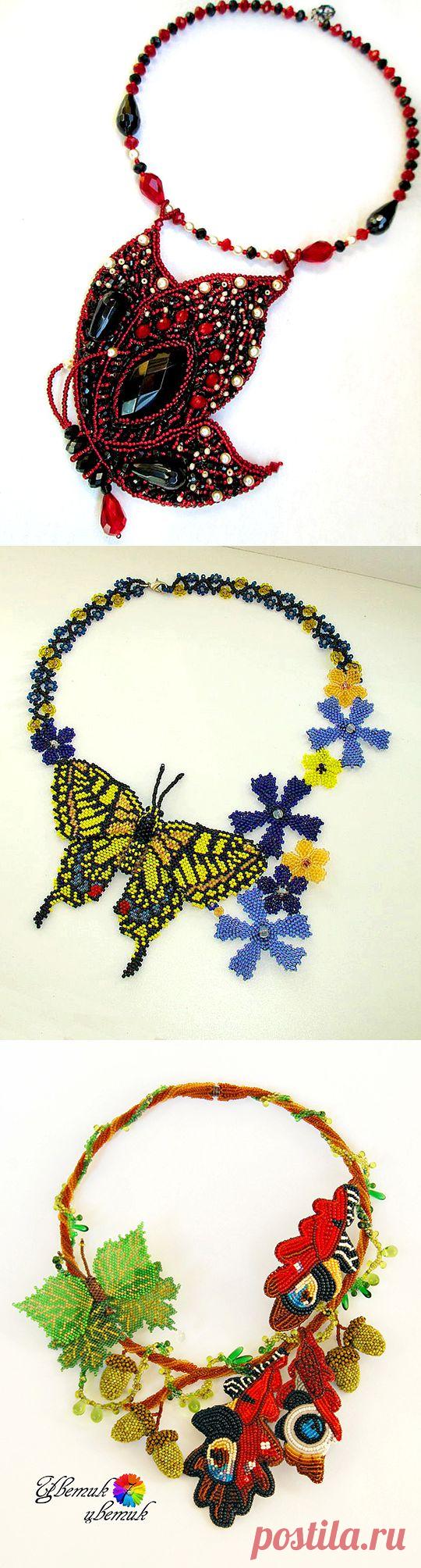 Красивые бисерные украшения с бабочками (Ч.2)