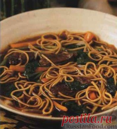 Рецепт: Тайский суп с лапшой и говядиной на RussianFood.com