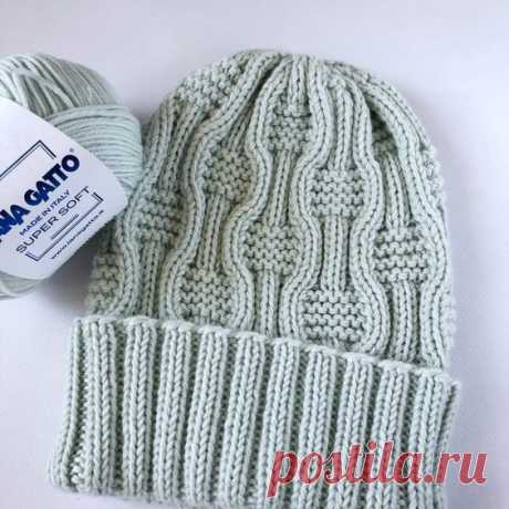 Простой рельефный узор для шапки