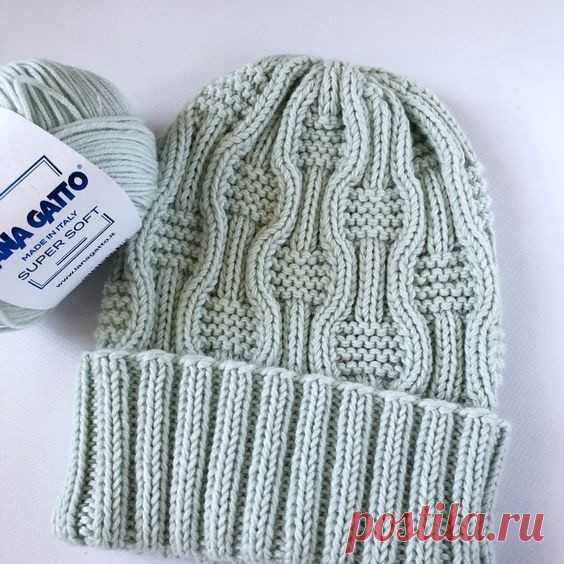 Простой рельефный узор для шапки