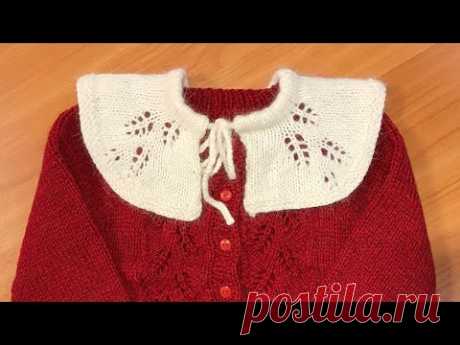 Ажурный воротник спицами