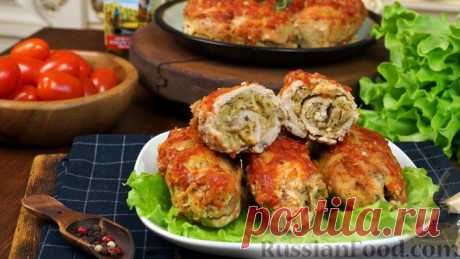Рецепт: Мясные рулетики с сырно-грибной начинкой на RussianFood.com