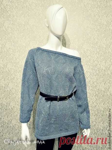 Туника вязаная &quot;Серебро в серебре&quot; - серый,однотонный,туника,туника вязаная