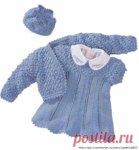Для годовалой девочки платье, болеро и шапочка