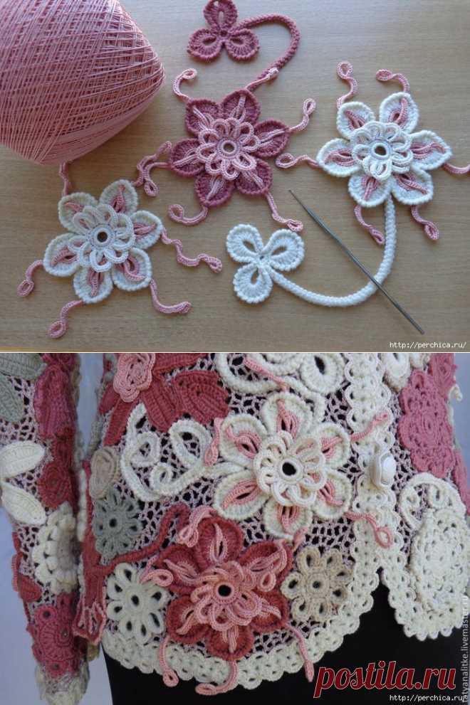 Объёмный ирландскии цветочек вязаный крючком - мастер-класс