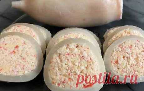 Фаршированные крабовые палочки кальмарами | Кулинарные рецепты 
