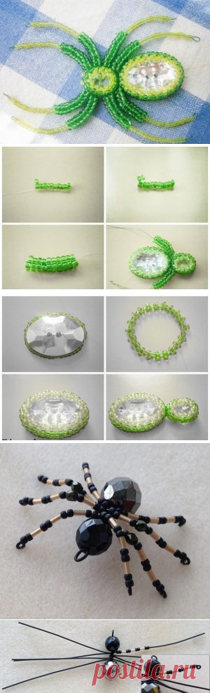 Паук из бисера по схеме и пошаговых фото мастер-классах
