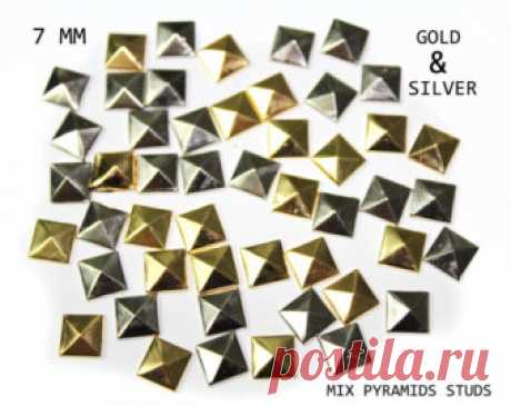 100 PCS Silver Gold Stars HotFix Nailheads by KBazaar on Etsy