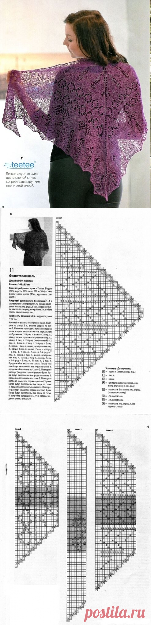 Ажурные шали - на любой вкус. Схемы и описания для вязания - как спицами, так и крючком! | Юлия Жданова | Яндекс Дзен