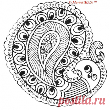 Контурные рисунки - Индийский этнический орнамент, мехенди и пейсли