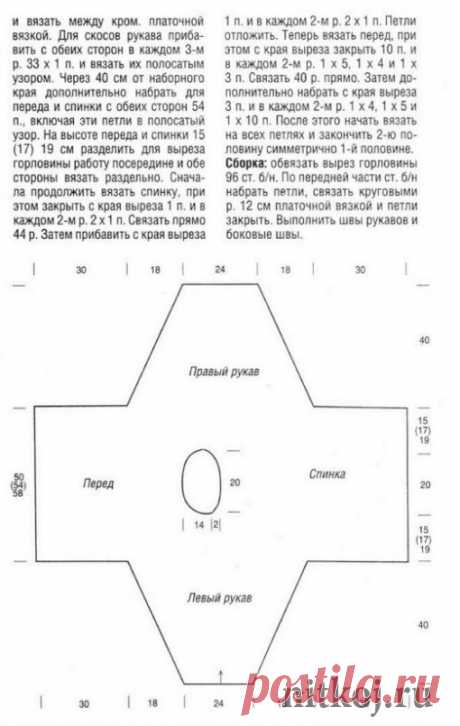 Поперечный пуловер спицами схема » Ниткой - вязаные вещи для вашего дома, вязание крючком, вязание спицами, схемы вязания