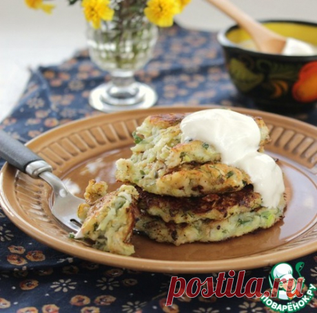 Оладьи из кабачка и творога - кулинарный рецепт