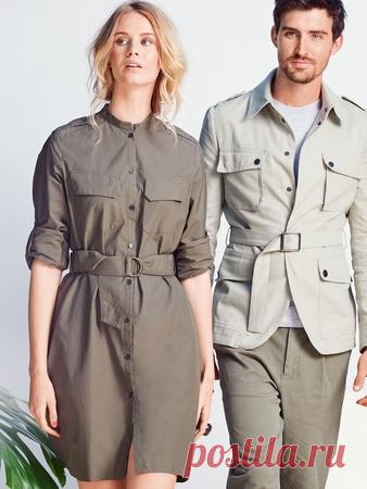 Платье-рубашка в стиле сафари - выкройка № 109 из журнала 2/2016 Burda – выкройки платьев на Burdastyle.ru