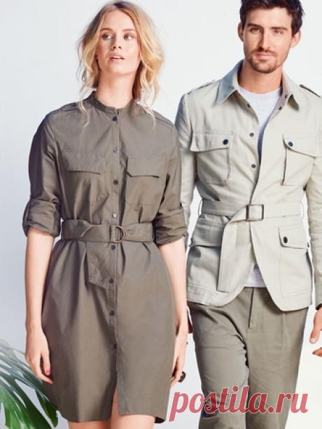 Платье-рубашка в стиле сафари - выкройка № 109 из журнала 2/2016 Burda – выкройки платьев на Burdastyle.ru