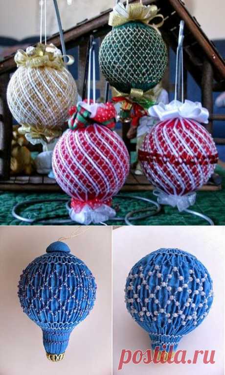 Новогодние шары в технике smocking + великолепный МК от Pinwheel Ponders