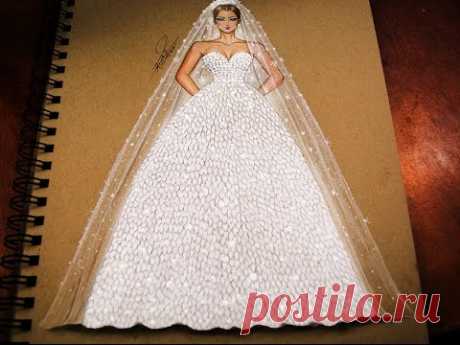 تعليم رسم وتصميم ازياء | رسم فستان زفاف خطوة بخطوة - how to draw wedding dress - YouTube