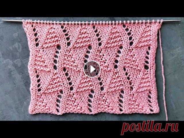 Рельефные треугольники с ажурными элементами / Лёгкий  узор спицами Красивый ажурный узор с рельефными треугольниками. Узор для вязания плечевых изделий (летние топы, майки, футболки, свитеры, джемперы, пуловеры, карди...
