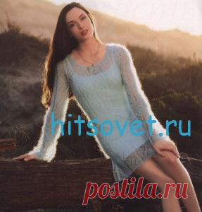 Полупрозрачное мини платье спицами