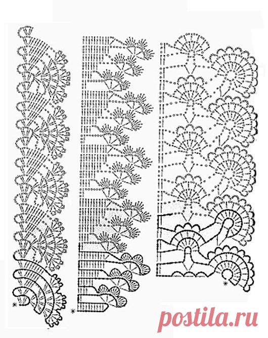 Кайма крючком и  спицами. Схемы вязания в копилочку