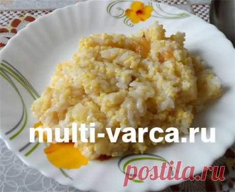 Рисово-пшенная каша дружба в мультиварке с изюмом и яблоками