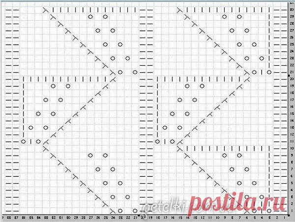 Узор листочками для пуловера. Схема