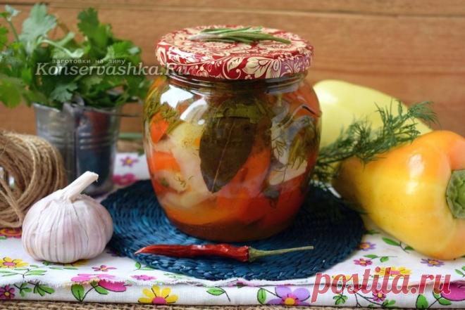 Болгарский перец маринованный в масле с чесноком и зеленью