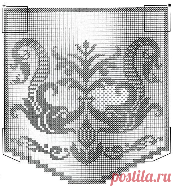 Схемы для филейного вязания: витееватые узоры