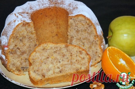 Греческий кекс с яблоком, орехами и апельсиновым соком.