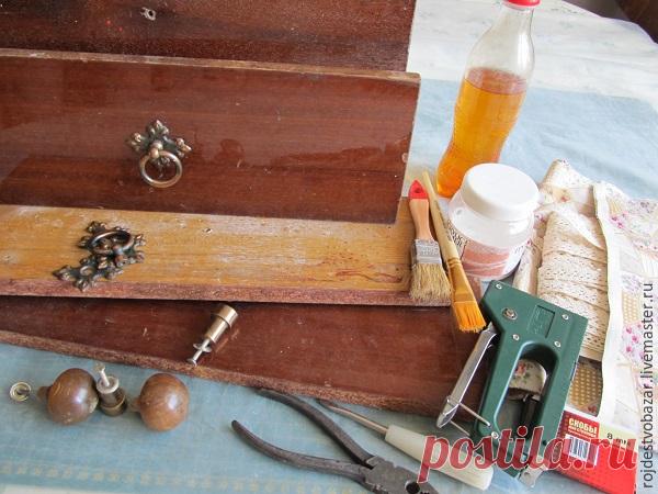 Декор тумбочки эпохи СССР Со слов автора. 

Сложность: средняя
Время работы: 2 дня


Материалы: лак на водной основе, лак мебельный, кисточки, ткань хлопок



Идея декора обычной полированной тумбочки берет начало в далеких се…