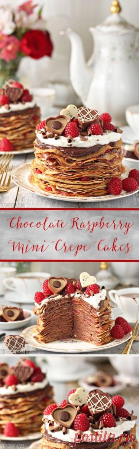 Chocolate Rasperry Mini Crepe Cakes - SugarHero