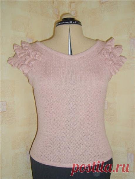 А что мы вяжем на вязальных машинах ? Общие похвастушки - 2 Топ с рюшками. "Музыка" из Bergere, слова народные