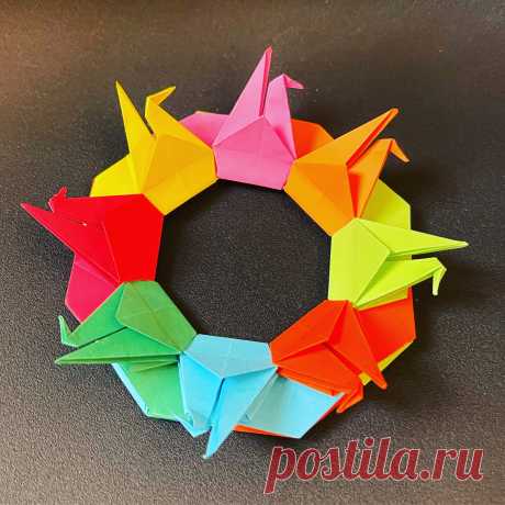 Origami Crane Wreath, Origami Crane wreath tutorial,