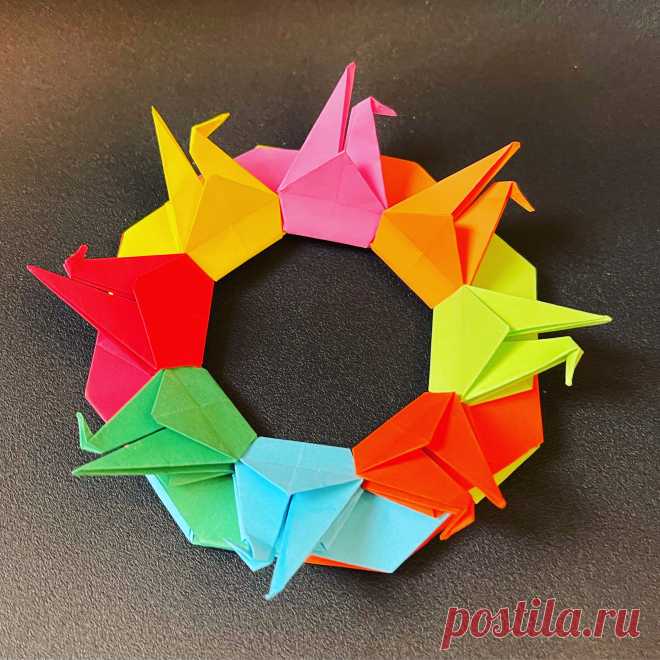 Origami Crane Wreath, Origami Crane wreath tutorial,