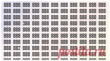 Тест на внимательность: найдите за одну минуту 5 шт (по три цифры) отличных от 888 - Odnaminyta - 2 января - 43346856023 - Медиаплатформа МирТесен