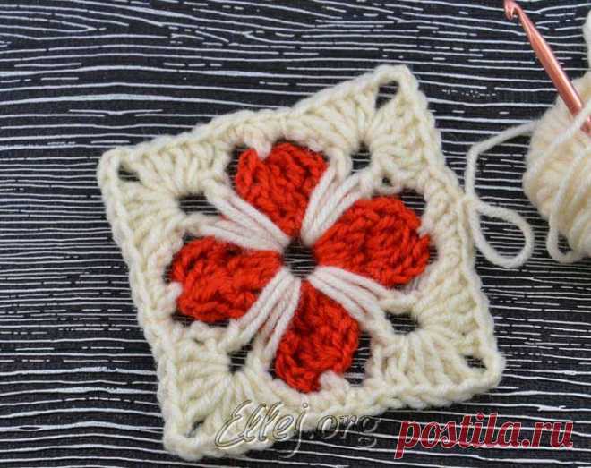 Квадратный мотив | Crochet by Ellej | Вязание крючком от Елены Кожухарь