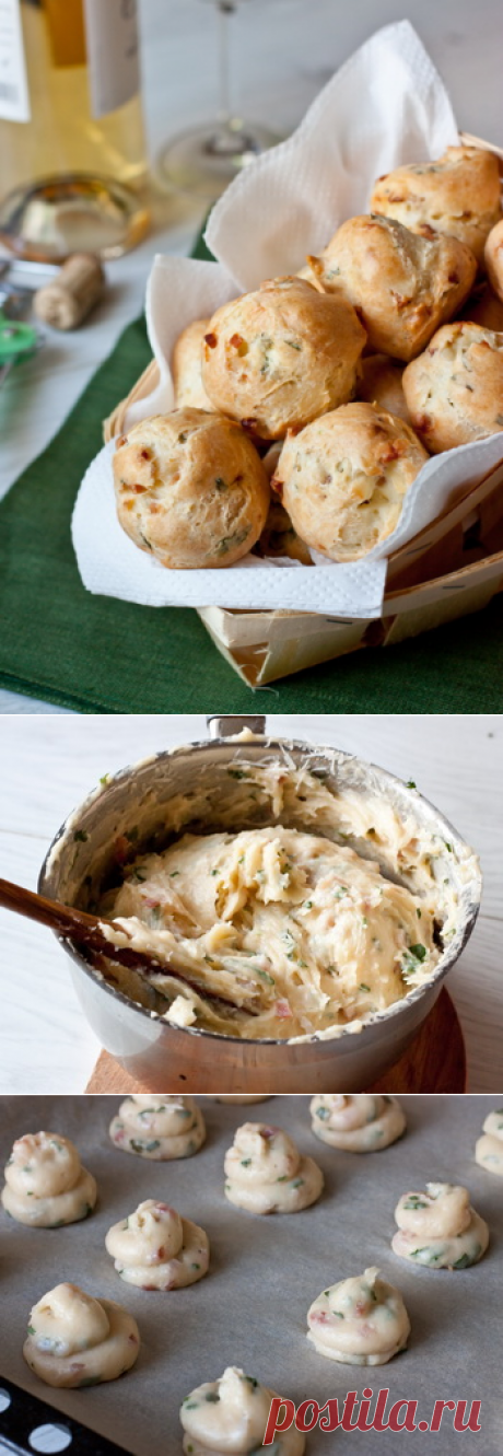 Заварные булочки с беконом и зеленью