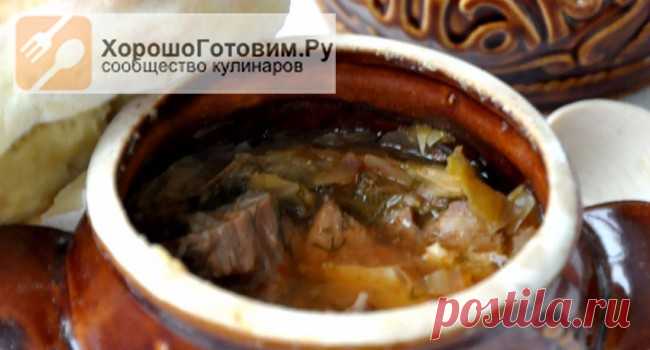Щи "Богатые" в горшочках с хлебными крышками